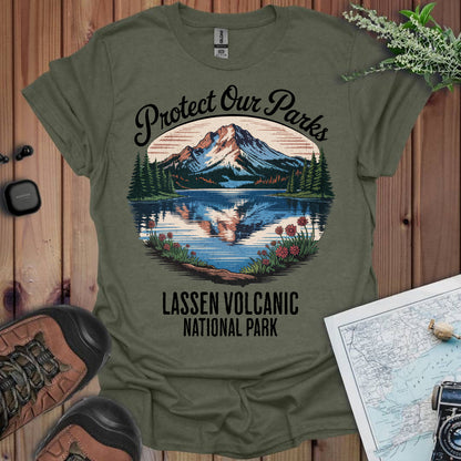 Protect Our Parks Lassen Park Unisex T-Shirt T-Shirt Printify Heather Military Green S
