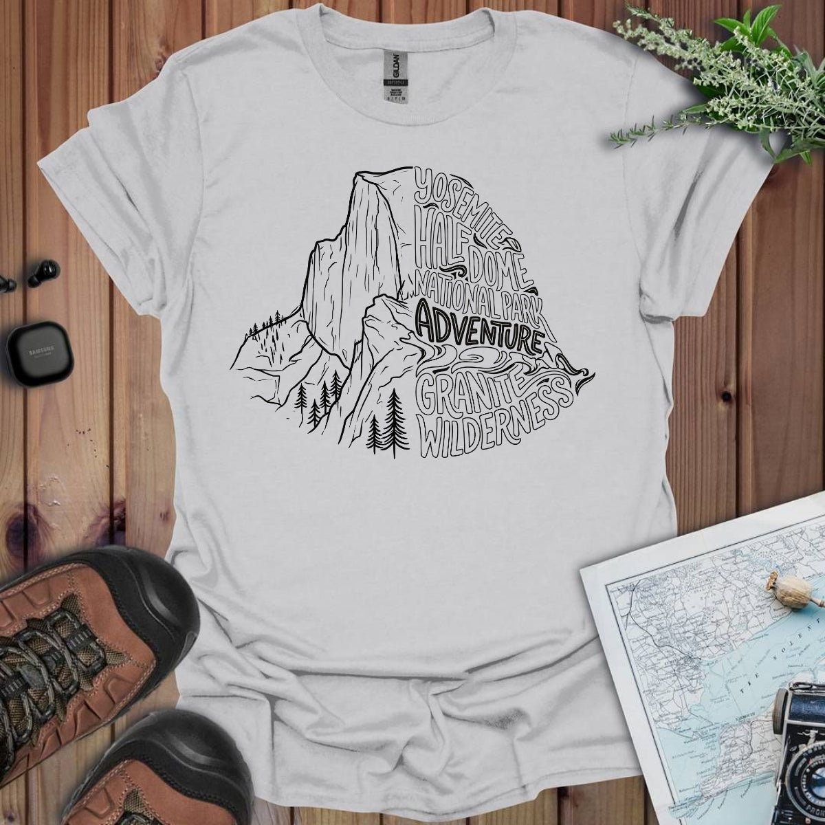 Yosemite Half Dome Lines Graphic T-Shirt
