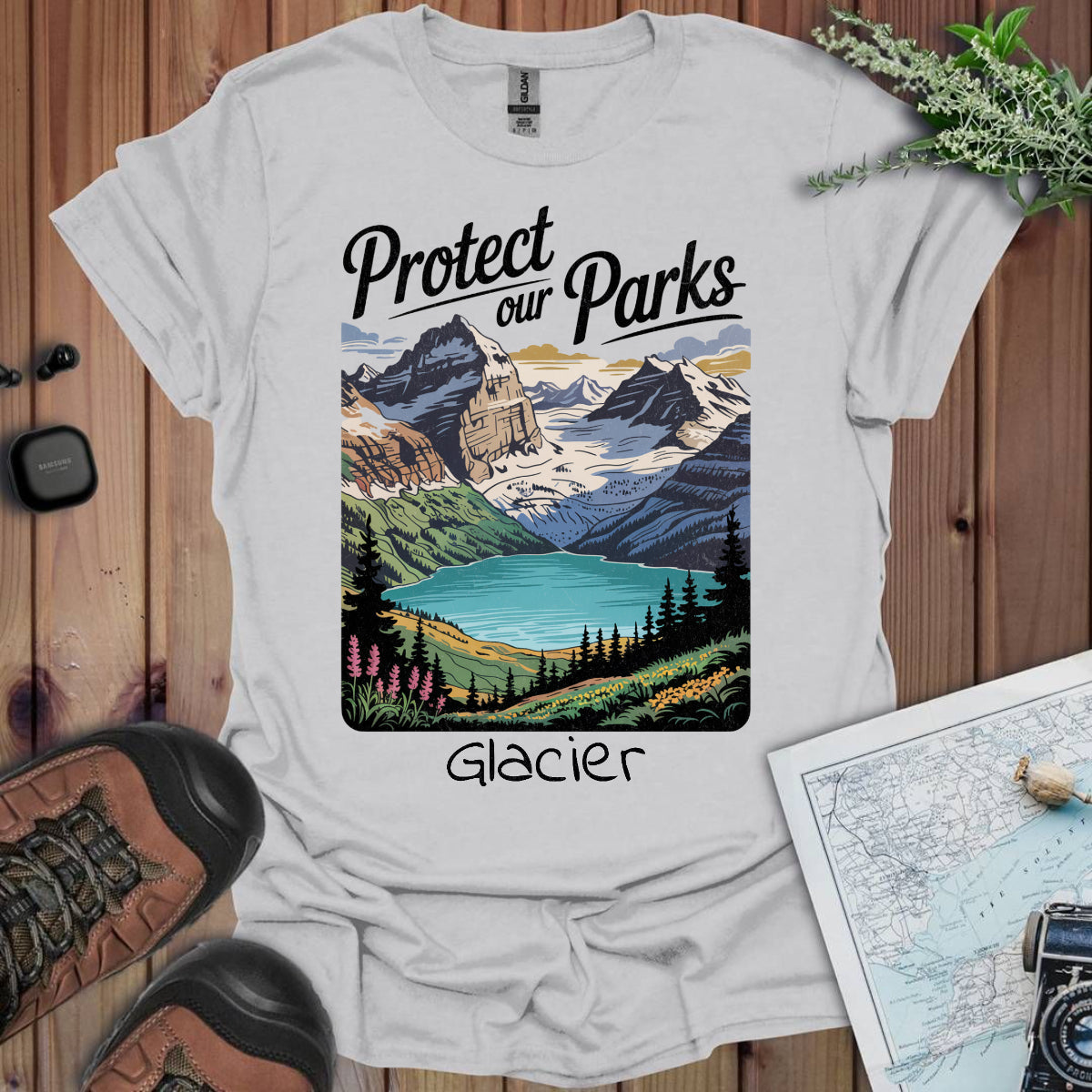 Protect Our Parks Glacier Park Unisex T-Shirt T-Shirt Printify S Ice Grey