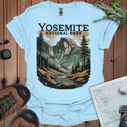 Yosemite Valley Half Dome Unisex Fit Soft T-Shirt T-Shirt Printify S Light Blue