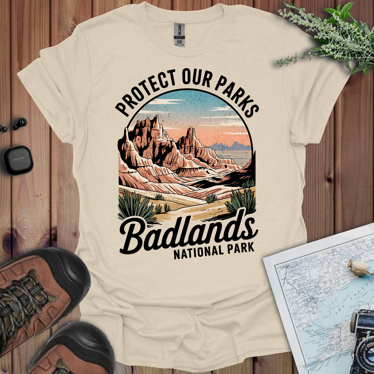 Badlands Protect Our Parks Unisex T-Shirt T-Shirt Printify S Natural
