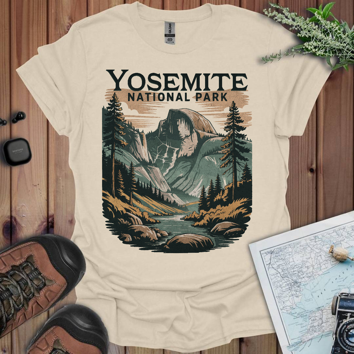 Yosemite Valley Half Dome Unisex Fit Soft T-Shirt T-Shirt Printify S Natural