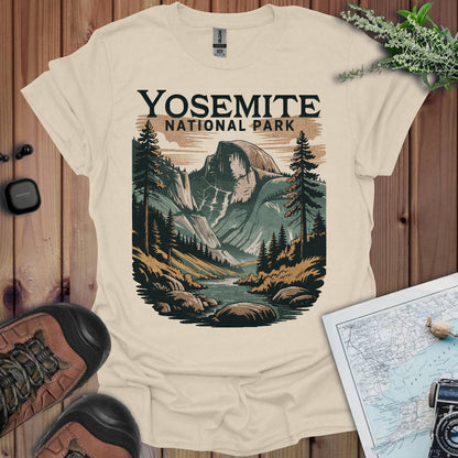 Yosemite Valley Half Dome Unisex Fit Soft T-Shirt T-Shirt Printify S Natural