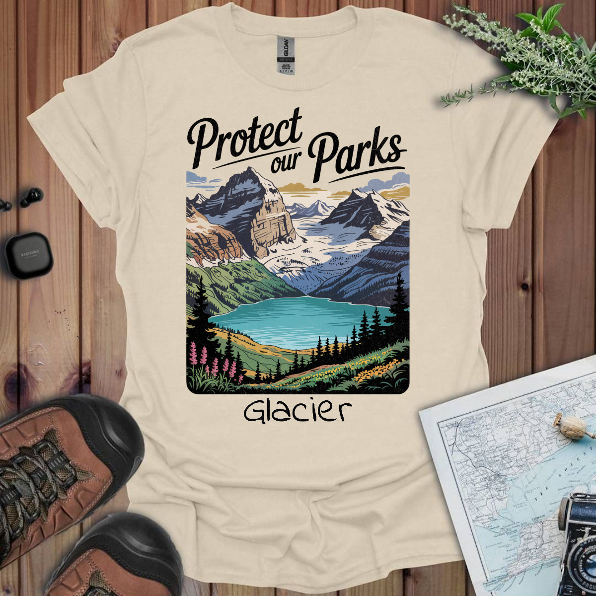 Protect Our Parks Glacier Park Unisex T-Shirt T-Shirt Printify S Natural