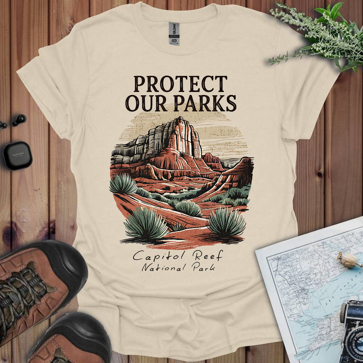 Protect Our Parks Capitol Reef Unisex T-Shirt T-Shirt Printify S Natural