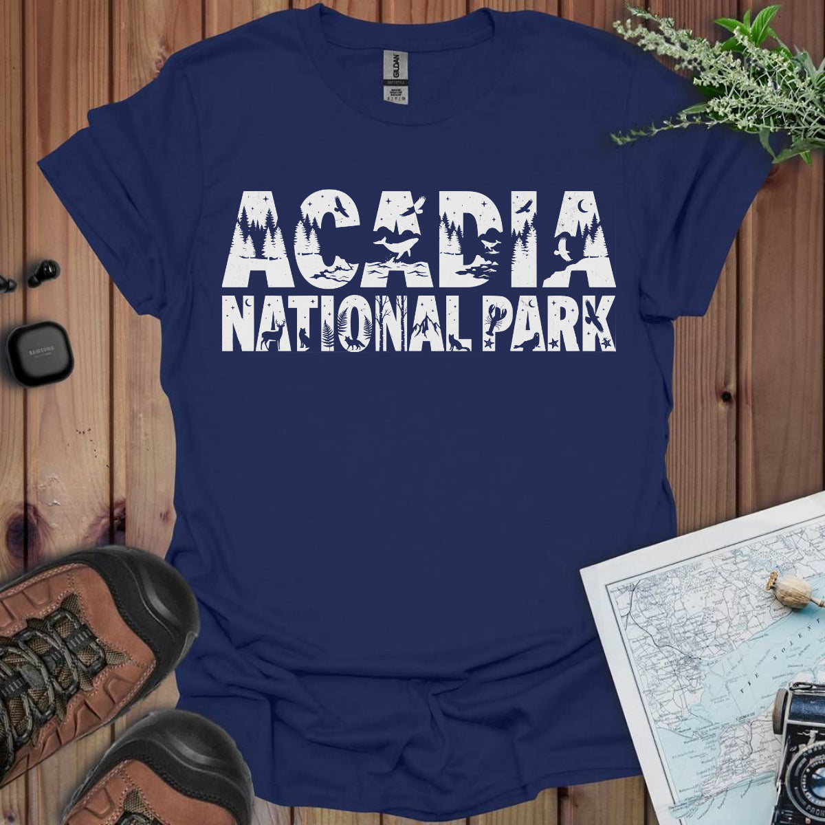 Acadia National Park Graphic Typography T-Shirt