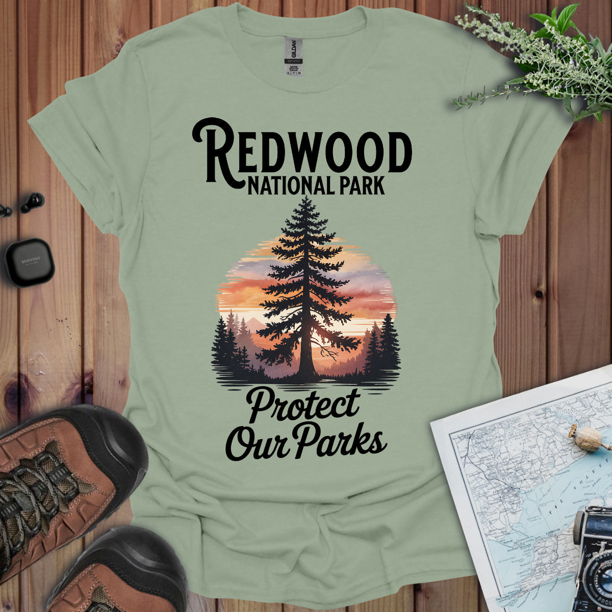Protect Our Parks Redwood Unisex T-Shirt T-Shirt Printify Sage S