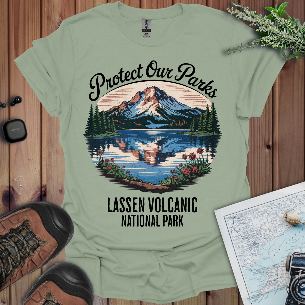 Protect Our Parks Lassen Park Unisex T-Shirt T-Shirt Printify Sage S