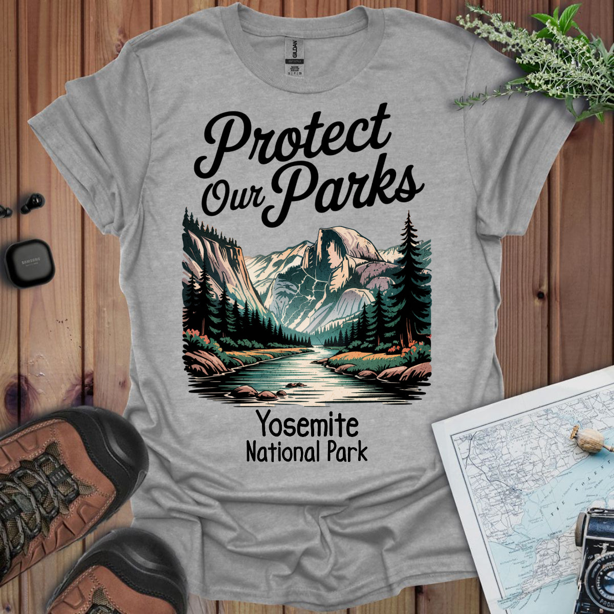 Protect Our Parks Yosemite Half Dome Unisex T-Shirt T-Shirt Printify XS Sport Grey