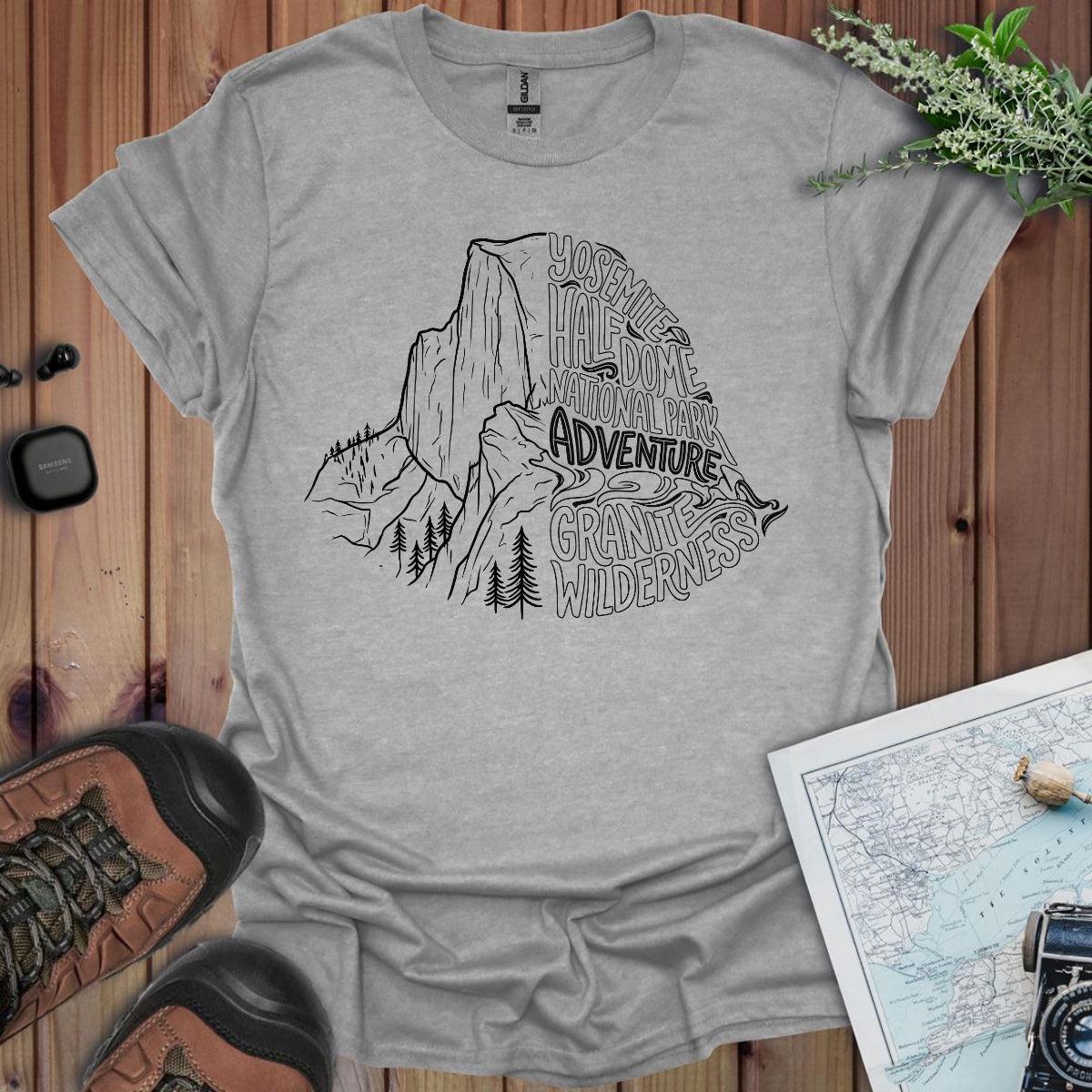 Yosemite Half Dome Lines Graphic T-Shirt