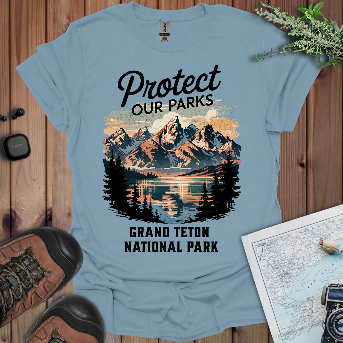 Protect Our Parks Grand Teton Unisex T-Shirt T-Shirt Printify S Stone Blue