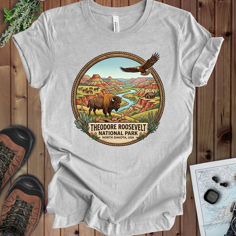 Theodore Roosevelt National Park Kids Emblem Graphic T-Shirt in Athletic Heather
