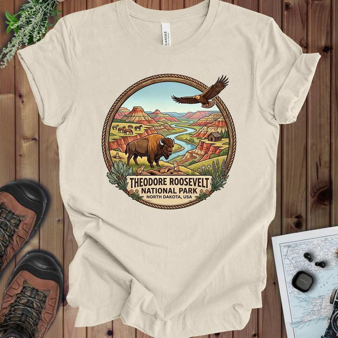 Theodore Roosevelt National Park Kids Emblem Graphic T-Shirt in Natural