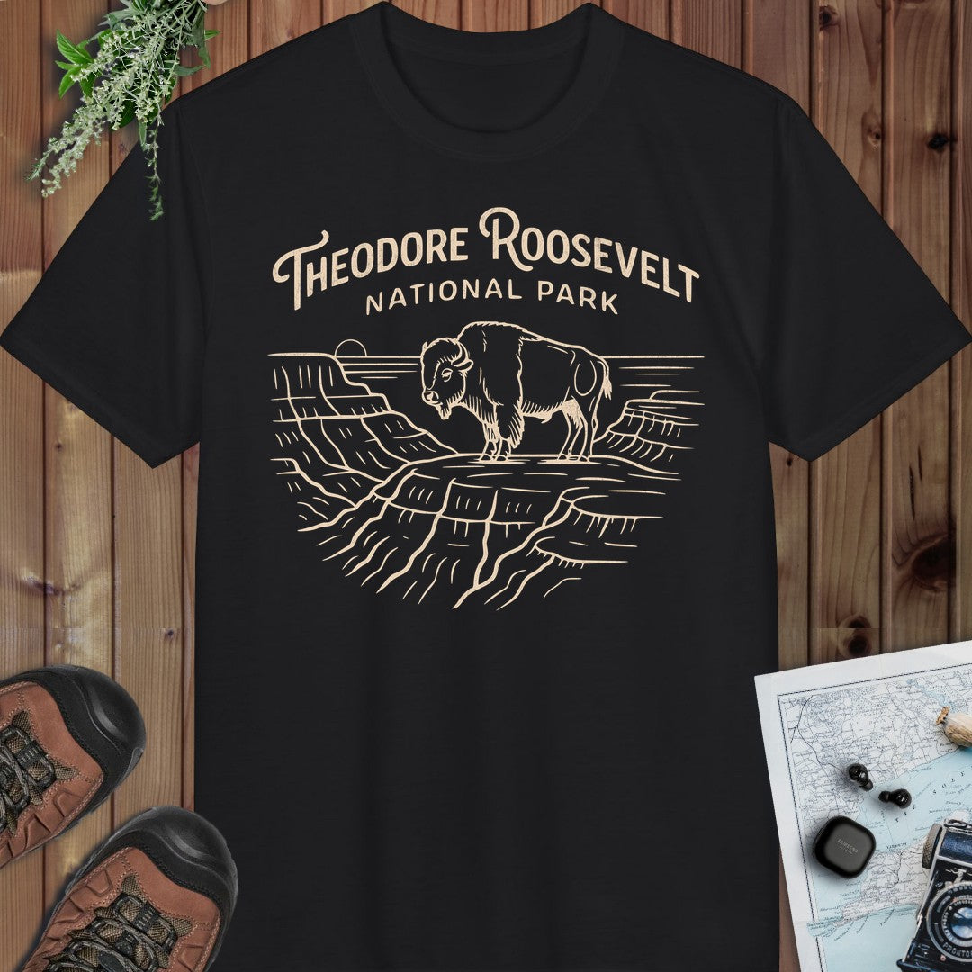 Theodore Roosevelt National Park Lines Performance T-Shirt in Black