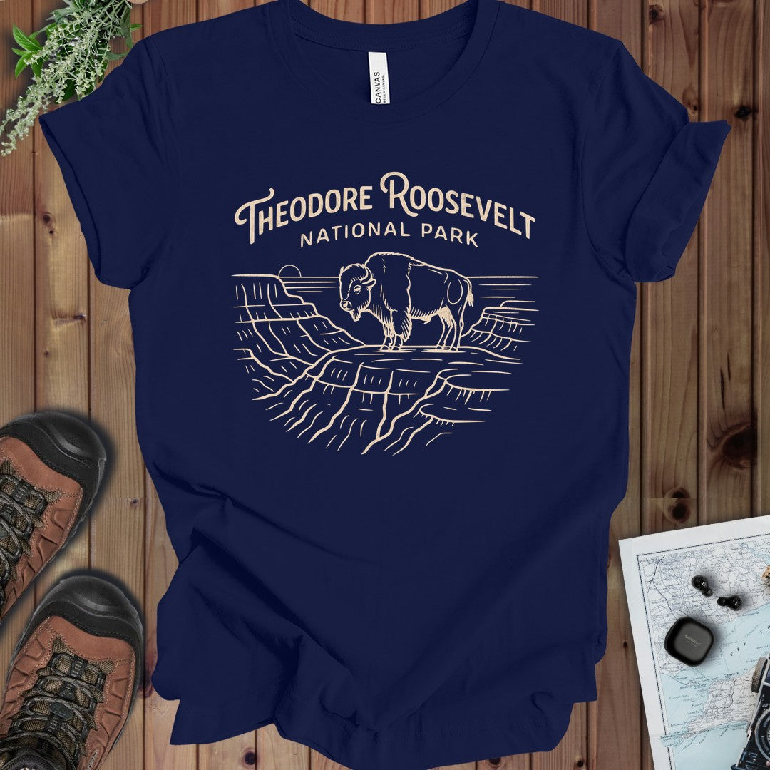 Theodore Roosevelt National Park Lines Kids Graphic T-Shirt in Navy