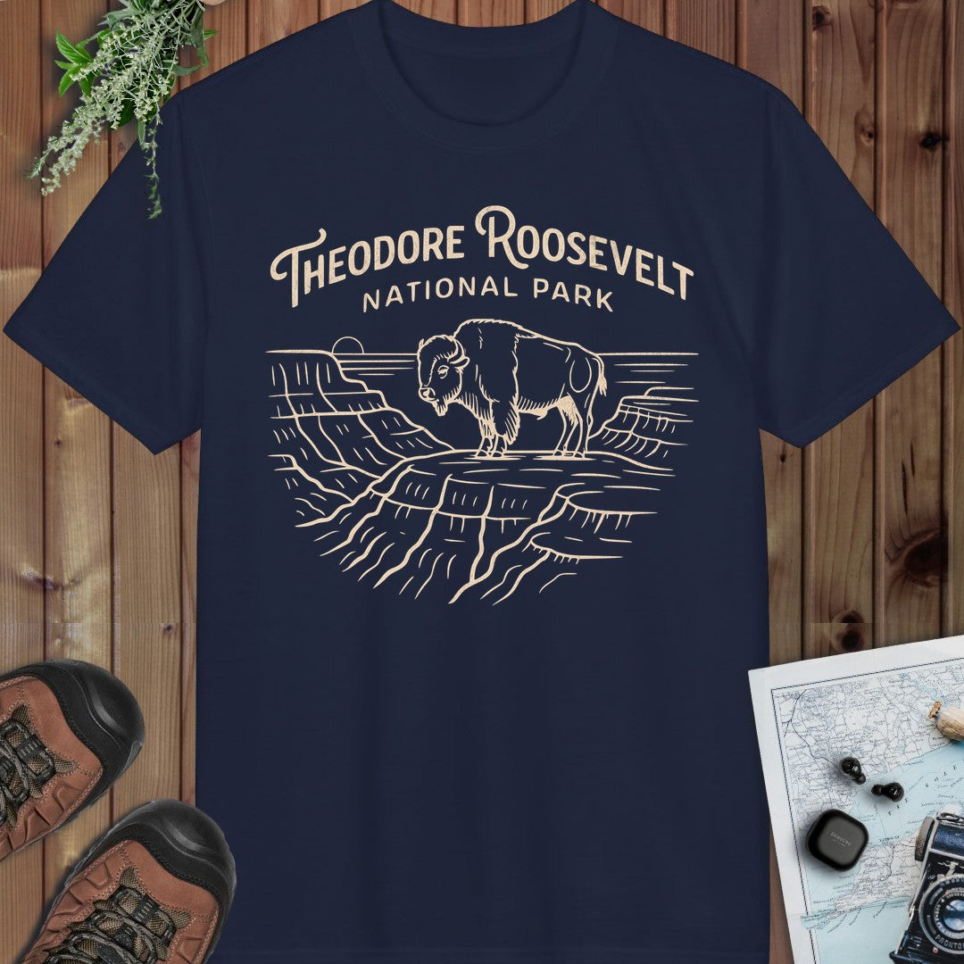 Theodore Roosevelt National Park Lines Performance T-Shirt in Navy
