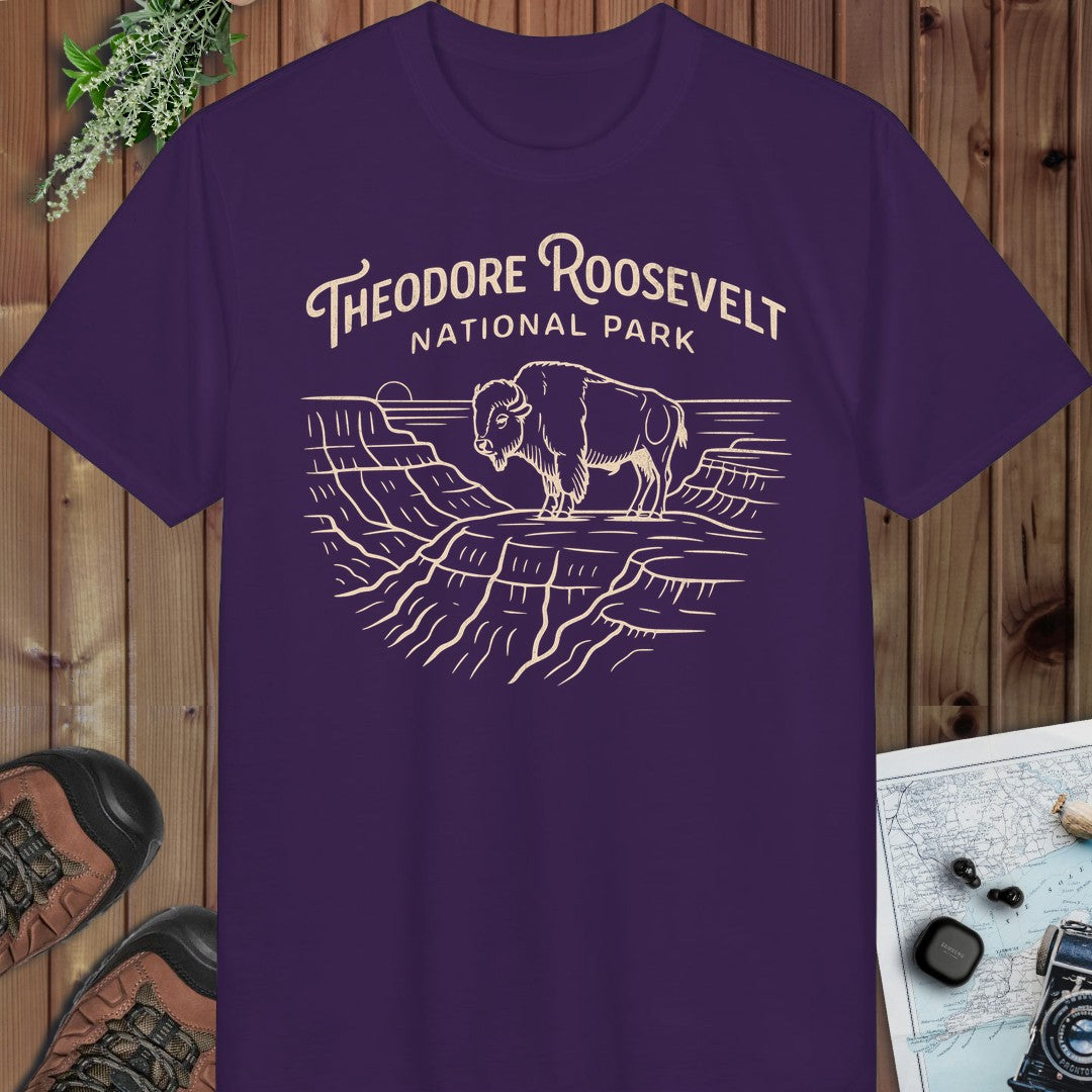 Theodore Roosevelt National Park Lines Performance T-Shirt in Purple
