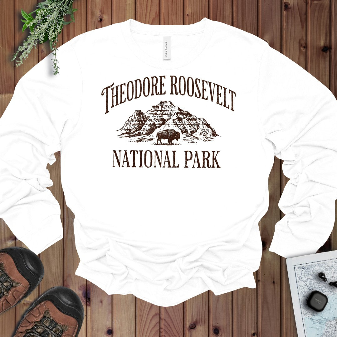 Theodore Roosevelt National Park Long Sleeve T-Shirt in White