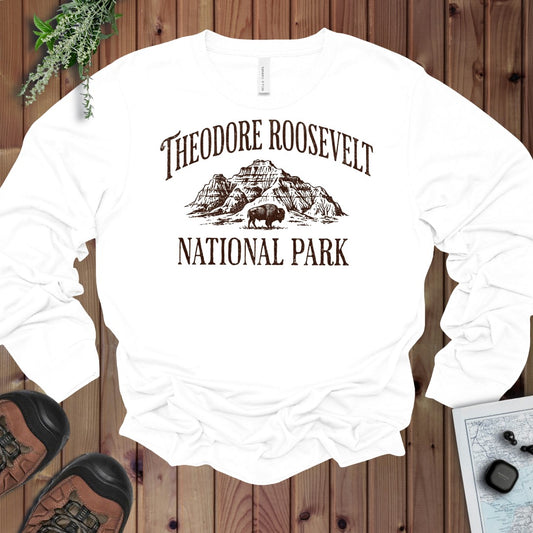 Theodore Roosevelt National Park Long Sleeve T-Shirt in White