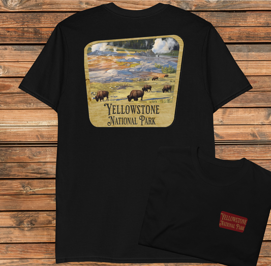 Yellowstone Unisex T-shirt Embroidered Chest T-Shirt Park Service Apparel Black S