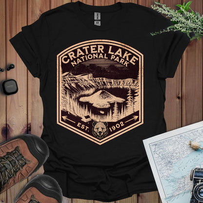 Crater Lake Shield Unisex T-Shirt T-Shirt Printify XS Black