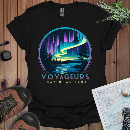 Voyageurs National Park Unisex T-Shirt Aurora Borealis T-Shirt Printify XS Black