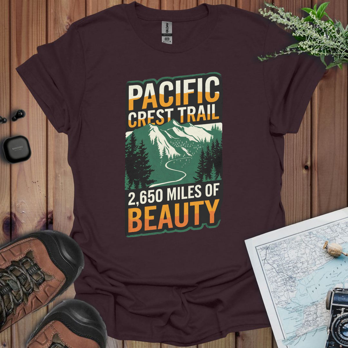 Pacific Crest Trail Unisex T-Shirt 2,650 Miles Of Beauty T-Shirt Printify S Dark Chocolate