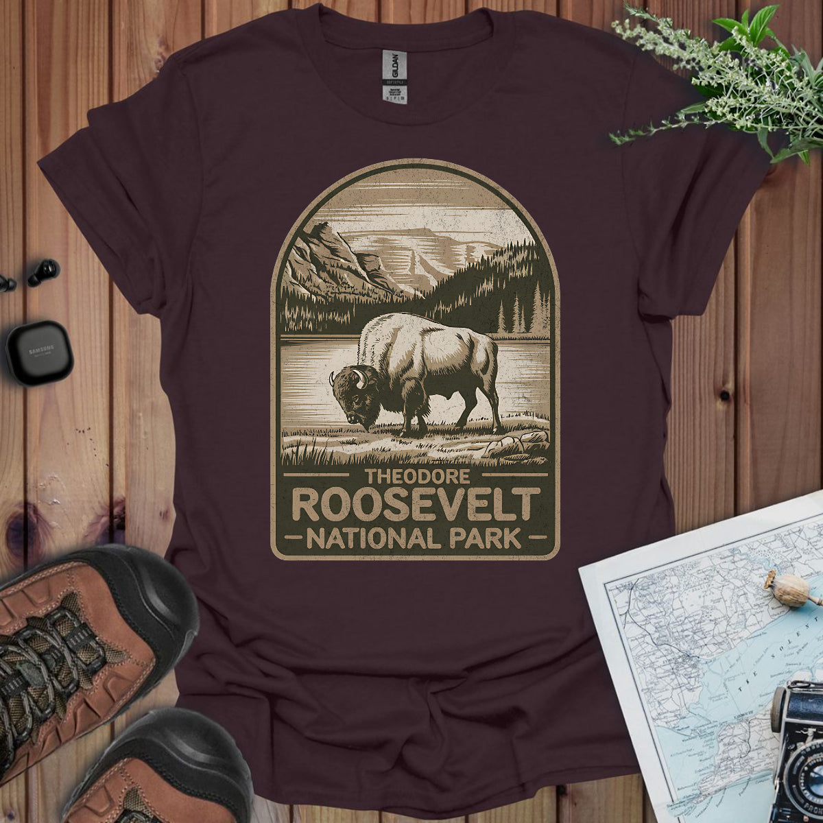 Theodore Roosevelt National Park Unisex T-Shirt T-Shirt Printify S Dark Chocolate