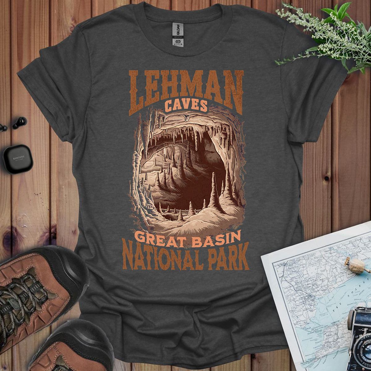 Great Basin National Park Unisex T-Shirt Lehman Caves T-Shirt Printify XS Dark Heather Grey