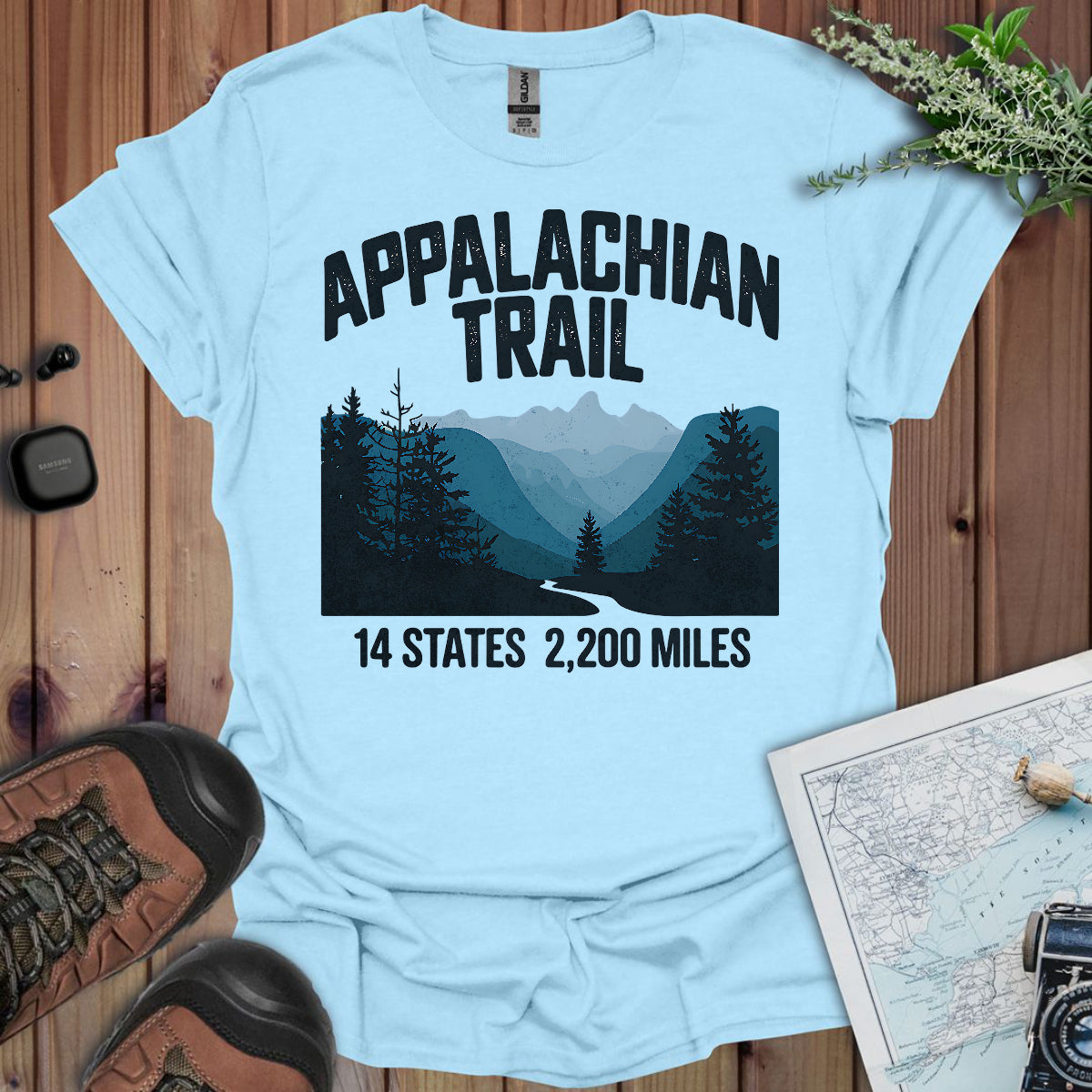 Appalachian Trail 14 States 2200 Miles Unisex T-Shirt T-Shirt Printify S Light Blue