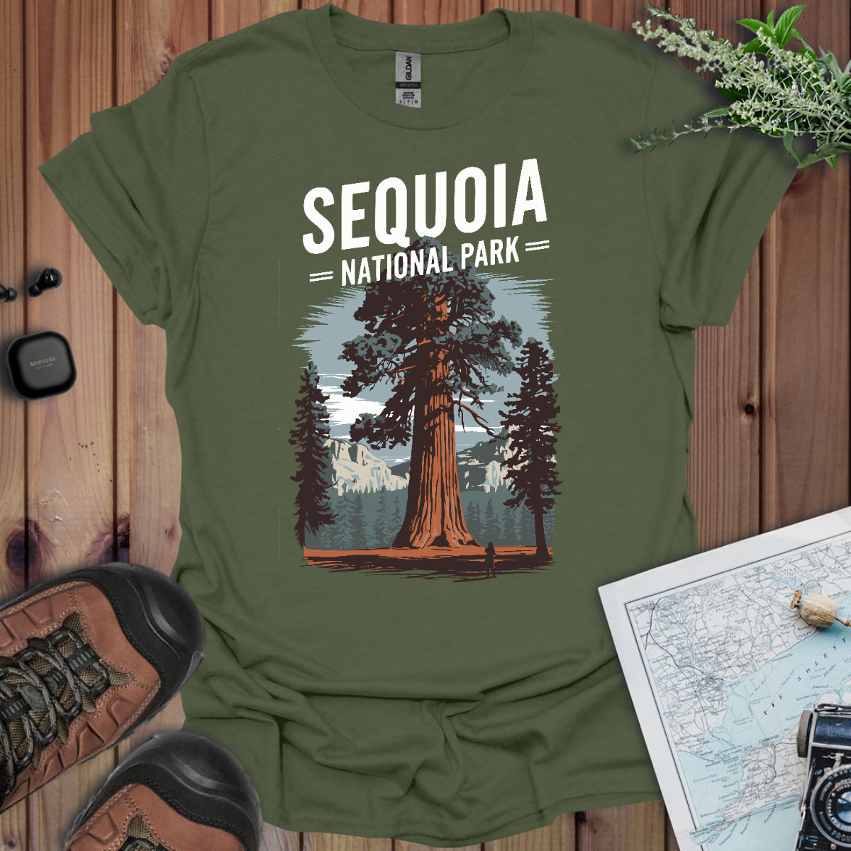 Sequoia National Park Unisex T-Shirt T-Shirt Printify S Military Green