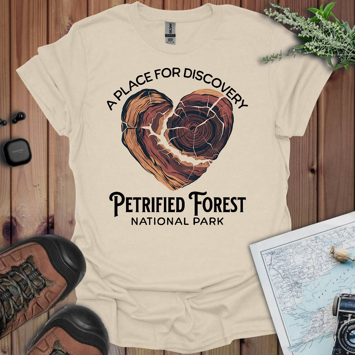 Petrified Forest National Park Unisex Fit Soft T-Shirt Heart Wood T-Shirt Printify S Natural
