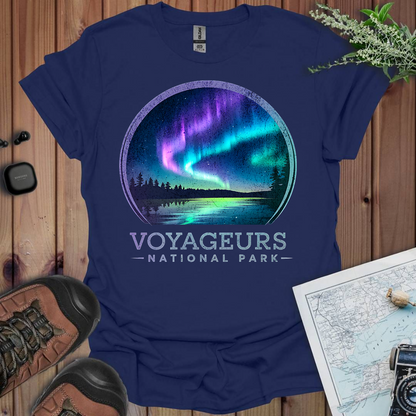 Voyageurs National Park Unisex T-Shirt Northern Lights T-Shirt Printify XS Navy