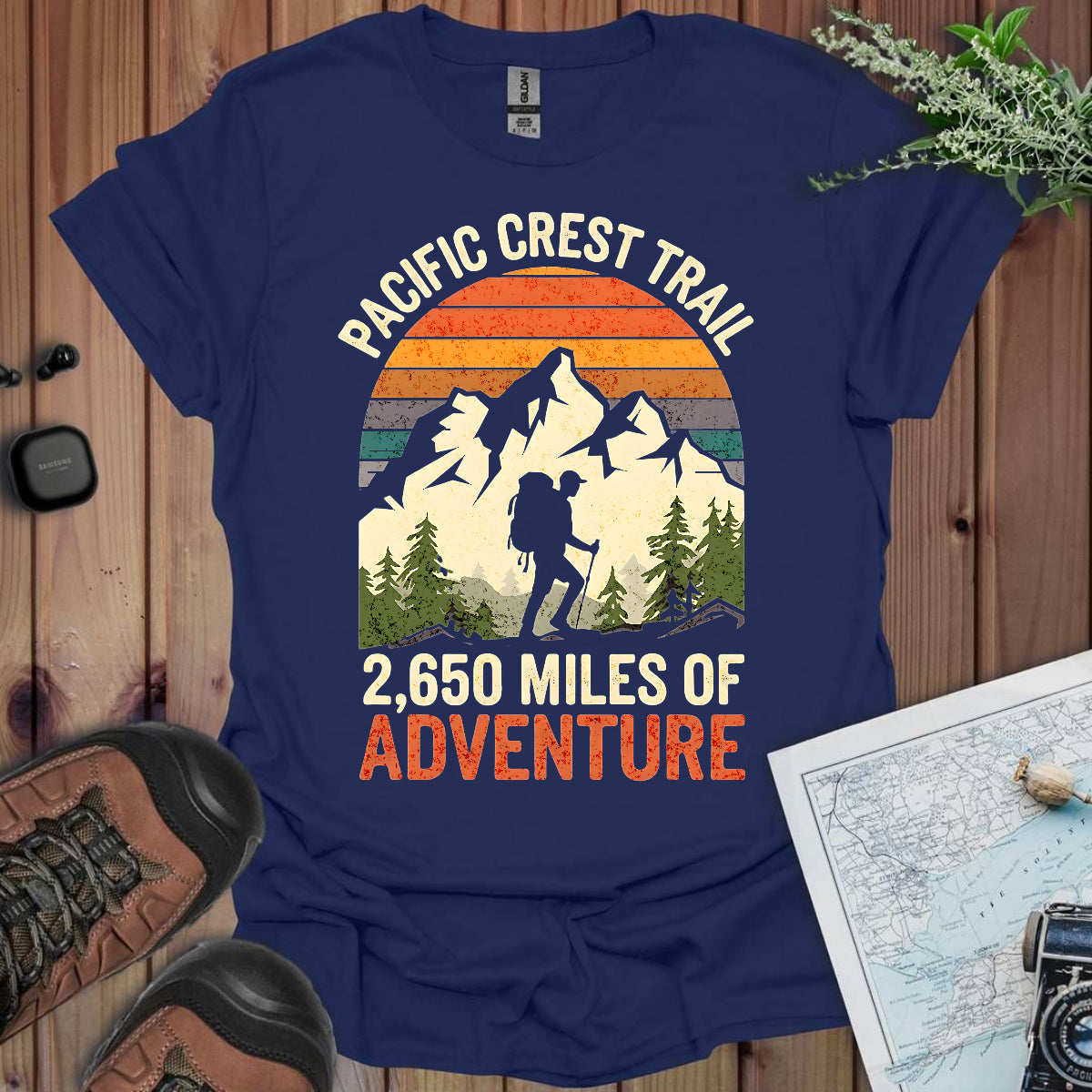 Pacific Crest Trail Unisex Fit Soft T-Shirt 2,650 Miles Of Adventure T-Shirt Printify XS Navy