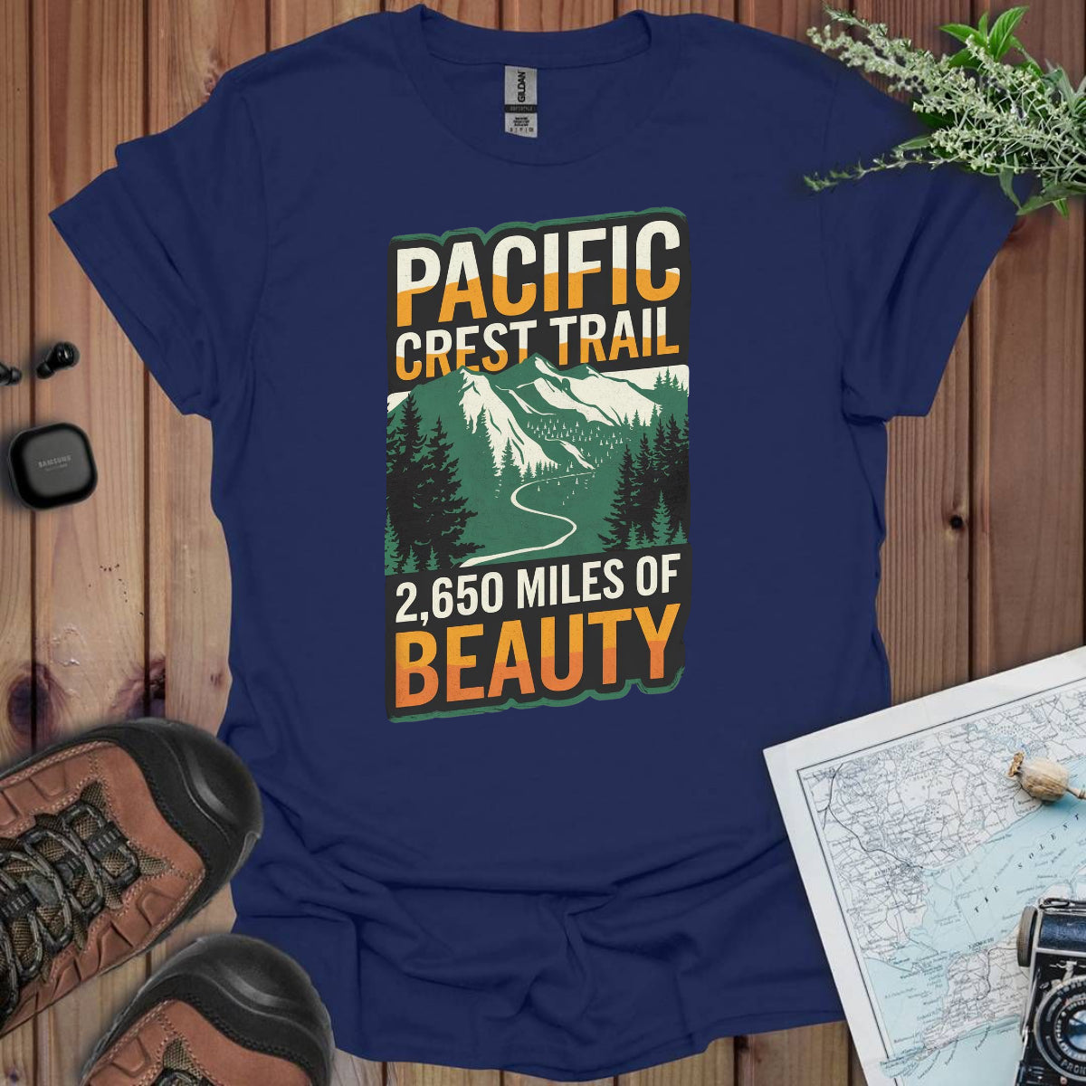 Pacific Crest Trail Unisex T-Shirt 2,650 Miles Of Beauty T-Shirt Printify XS Navy