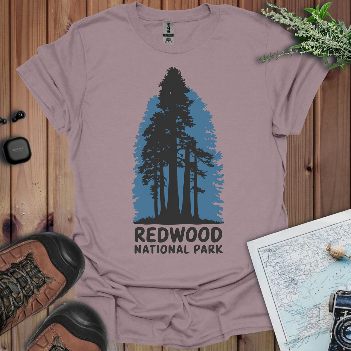 Redwood National Park Unisex T- Shirt Shaded Blue T-Shirt Printify S Paragon