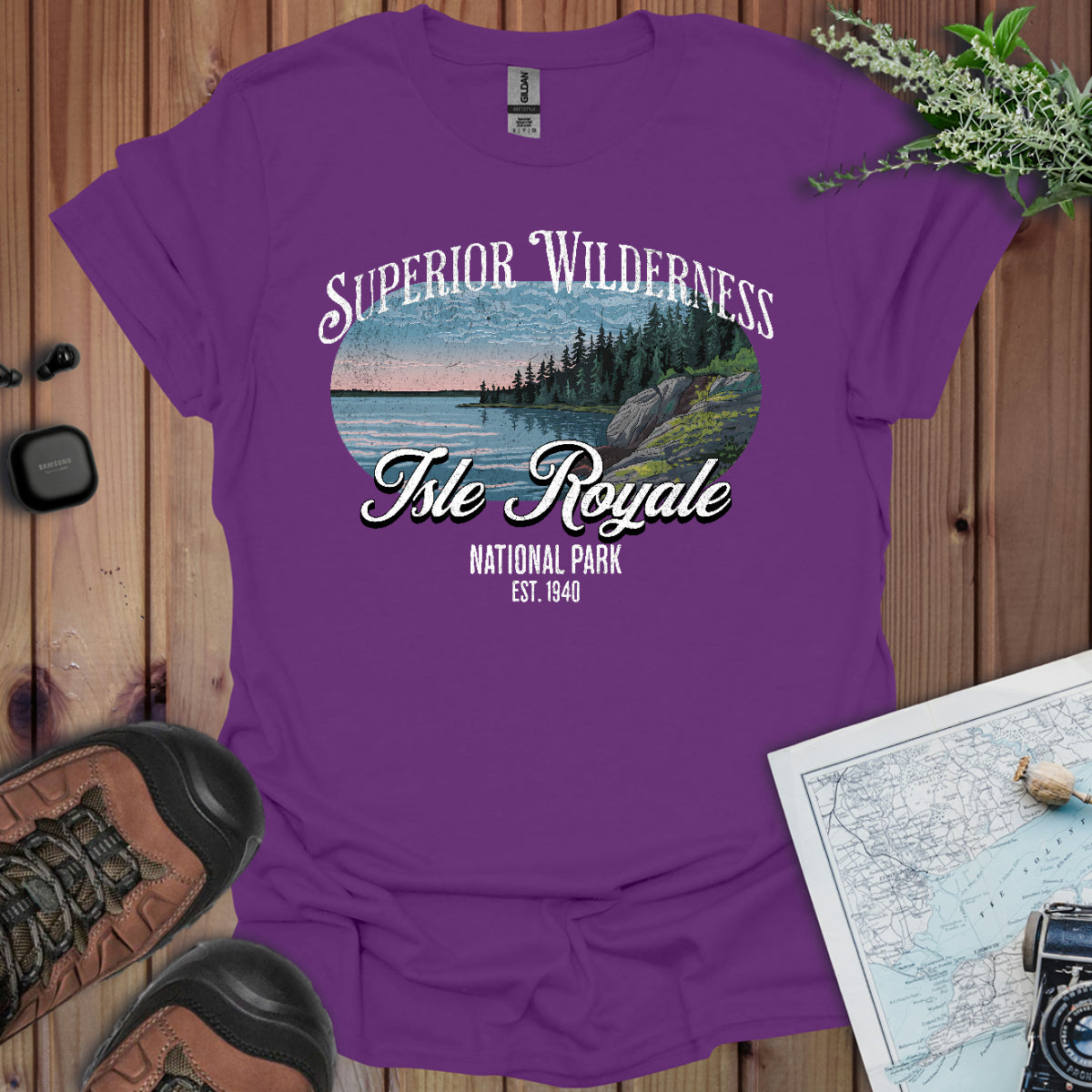 Isle Royale National Park Unisex T-Shirt Superior Wilderness T-Shirt Printify S Purple