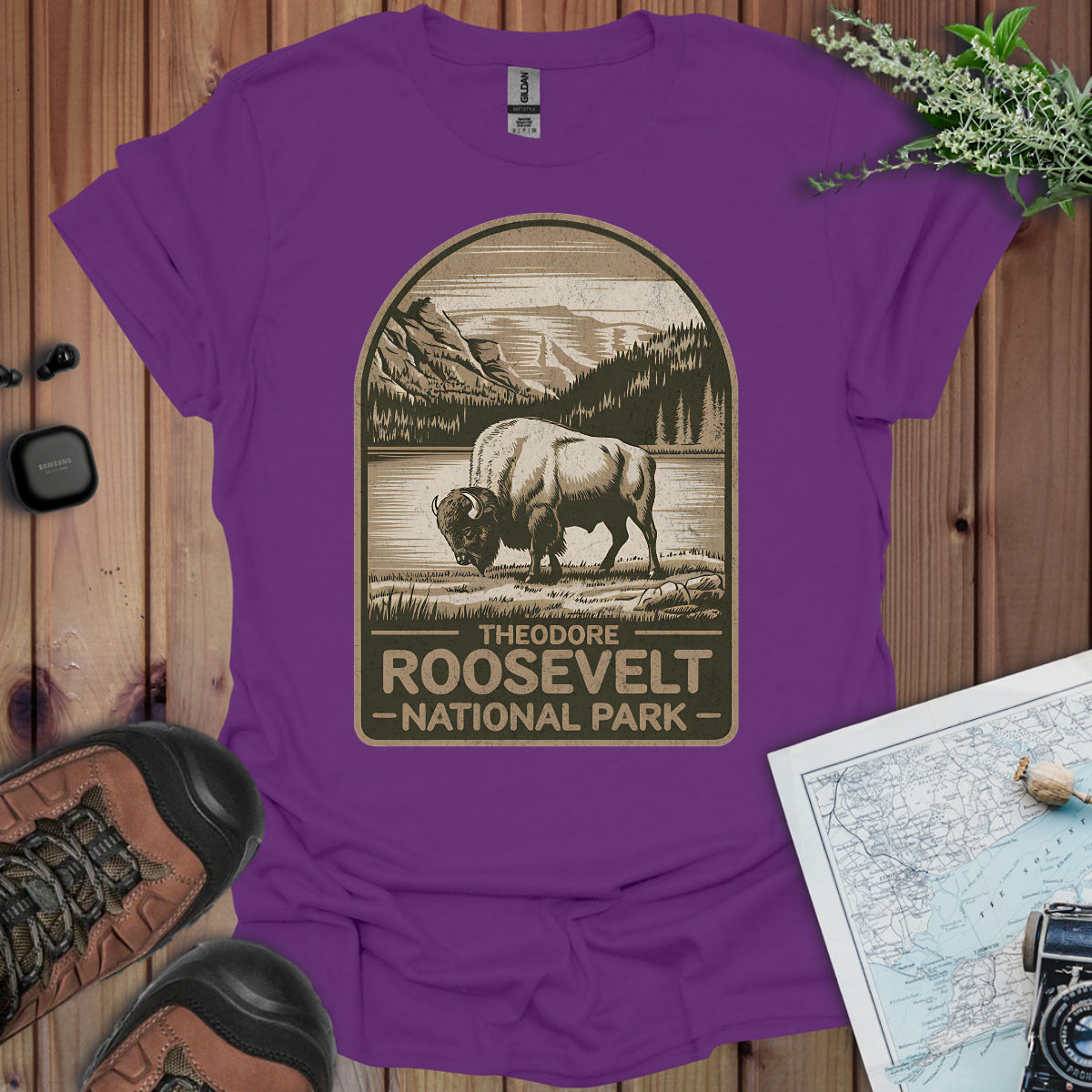 Theodore Roosevelt National Park Unisex T-Shirt T-Shirt Printify S Purple