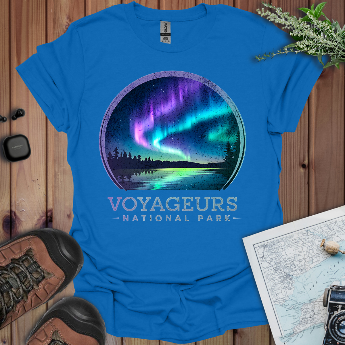 Voyageurs National Park Unisex T-Shirt Northern Lights T-Shirt Printify XS Royal