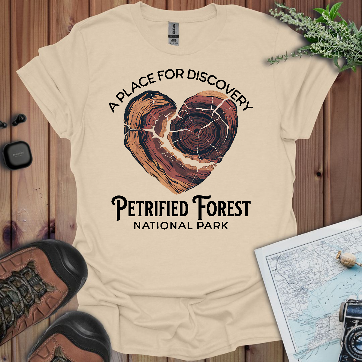 Petrified Forest National Park Unisex Fit Soft T-Shirt Heart Wood T-Shirt Printify S Sand