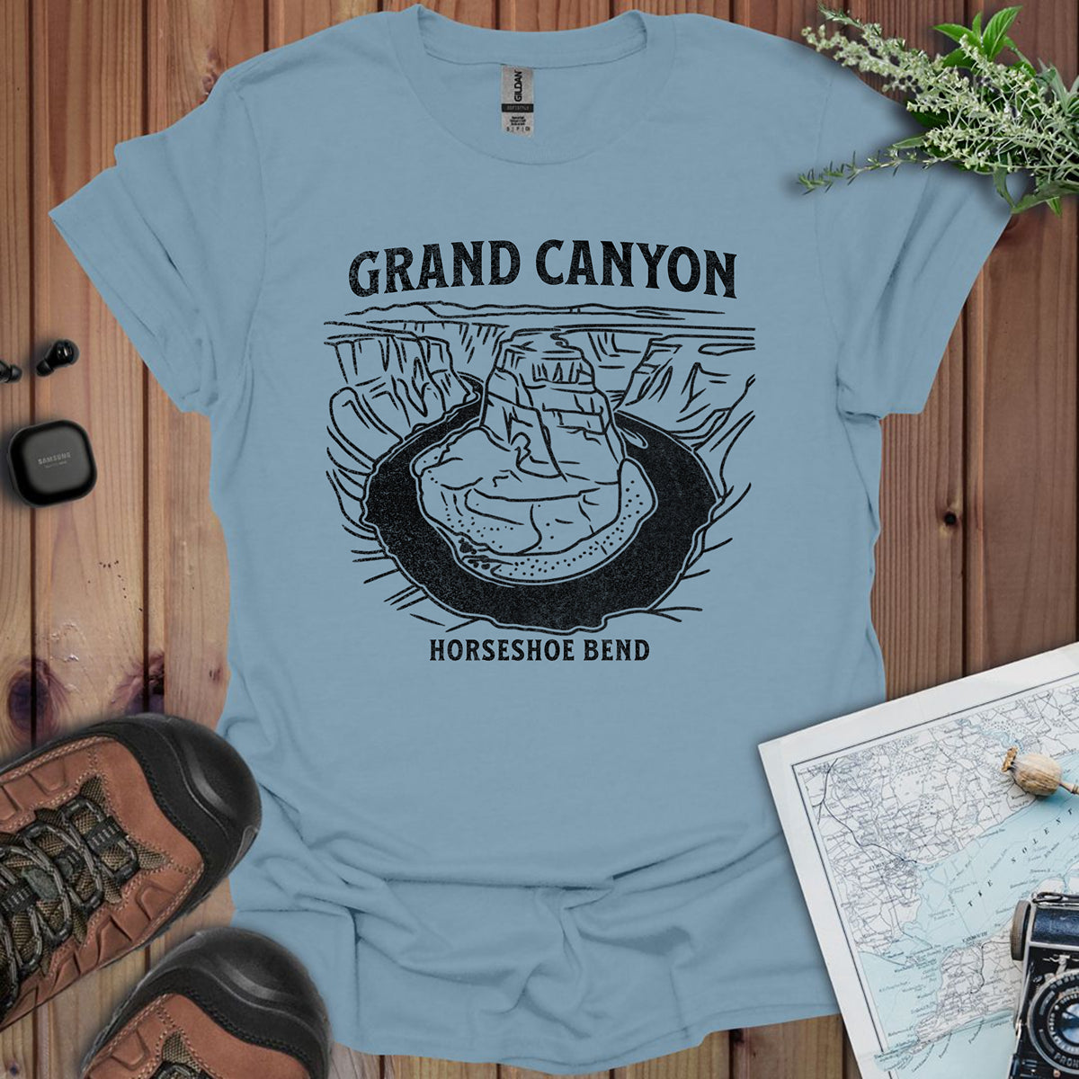 Grand Canyon Horseshoe Bend Unisex Fit Soft T-Shirt T-Shirt Printify S Stone Blue