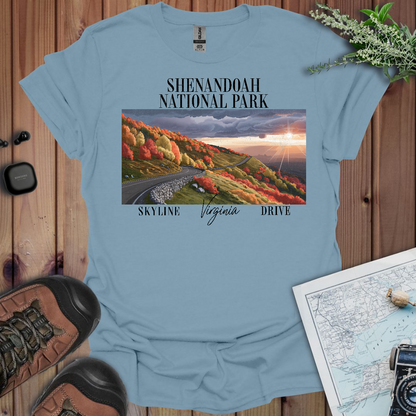 Shenandoah Skyline Drive National Park Unisex T-Shirt T-Shirt Printify S Stone Blue