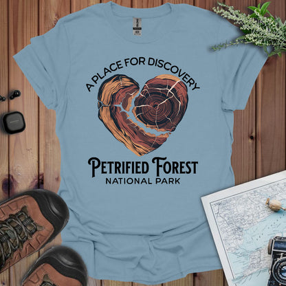 Petrified Forest National Park Unisex Fit Soft T-Shirt Heart Wood T-Shirt Printify S Stone Blue