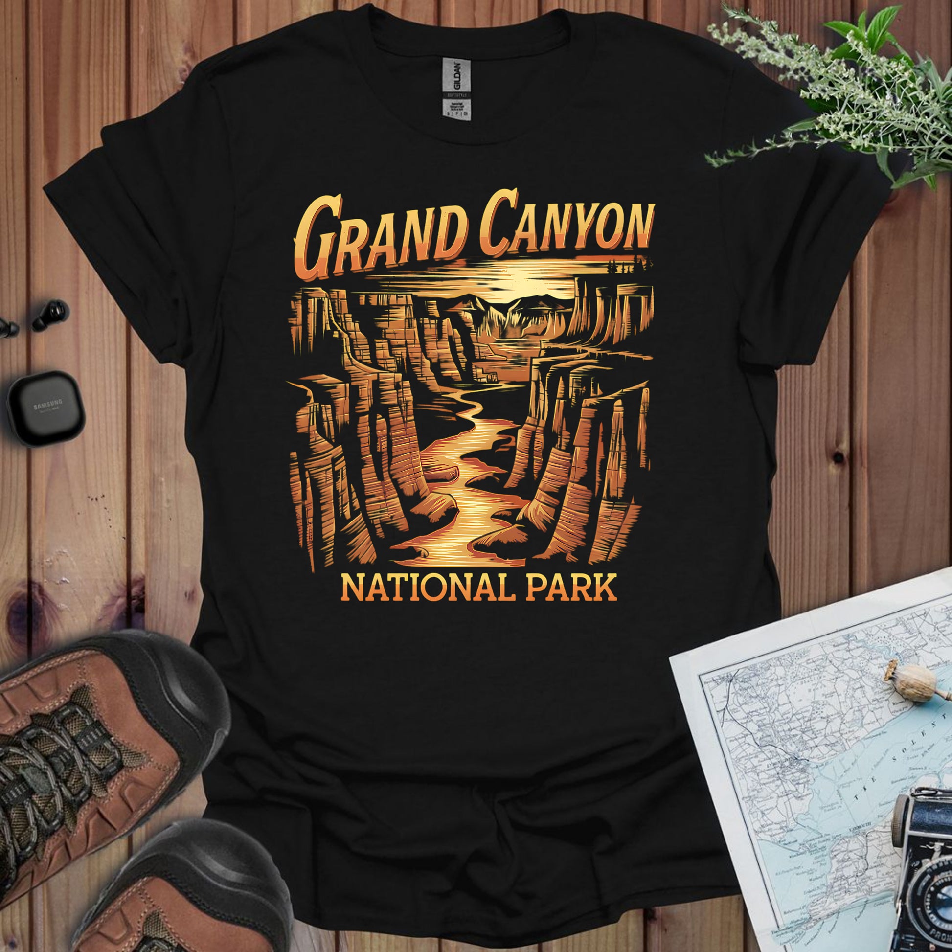 Grand Canyon View Unisex T-Shirt T-Shirt Printify XS Black