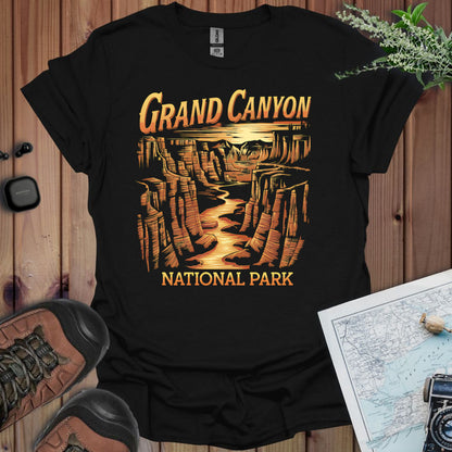 Grand Canyon View Unisex T-Shirt T-Shirt Printify XS Black