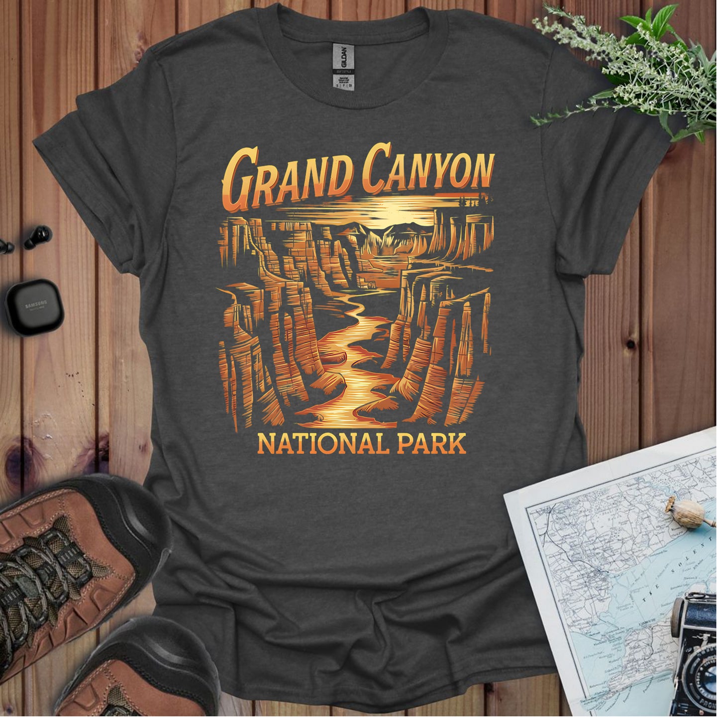 Grand Canyon View Unisex T-Shirt T-Shirt Printify XS Dark Heather Grey