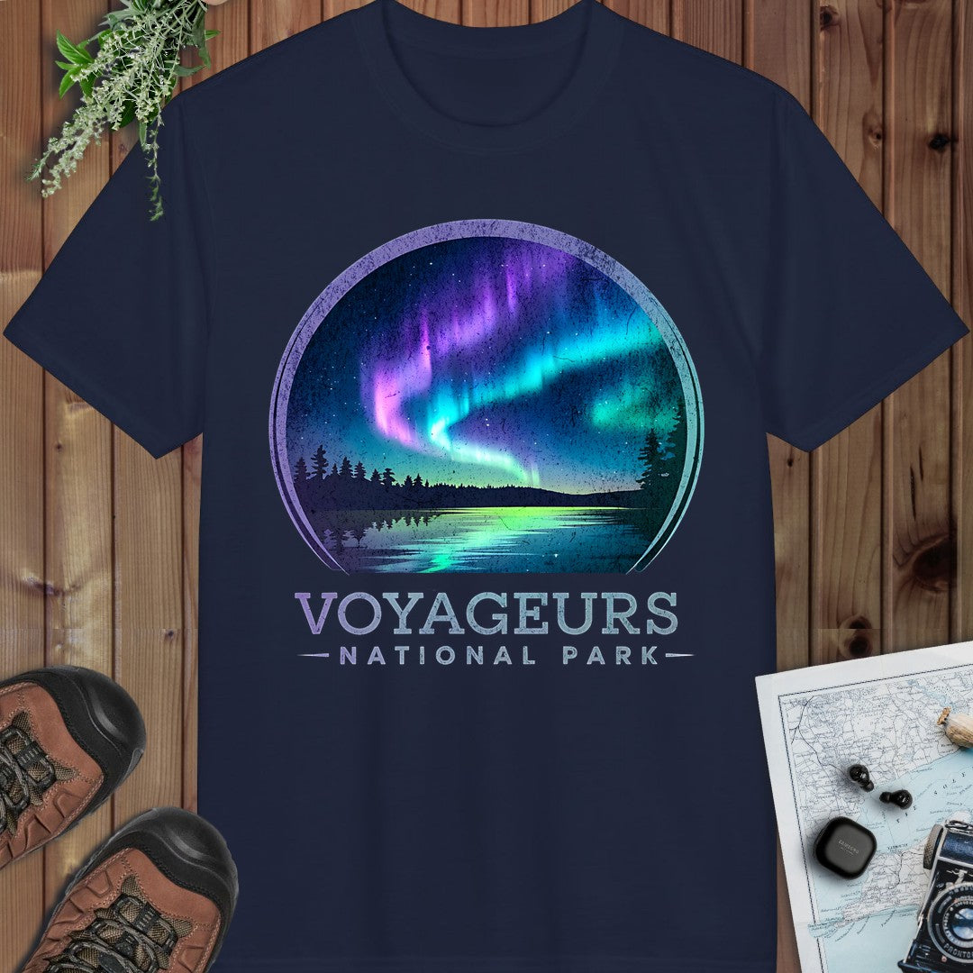 Voyageurs National Park Aurora Borealis Performance T-Shirt in Navy