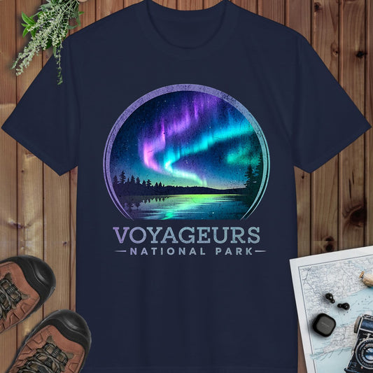 Voyageurs National Park Aurora Borealis Performance T-Shirt in Navy