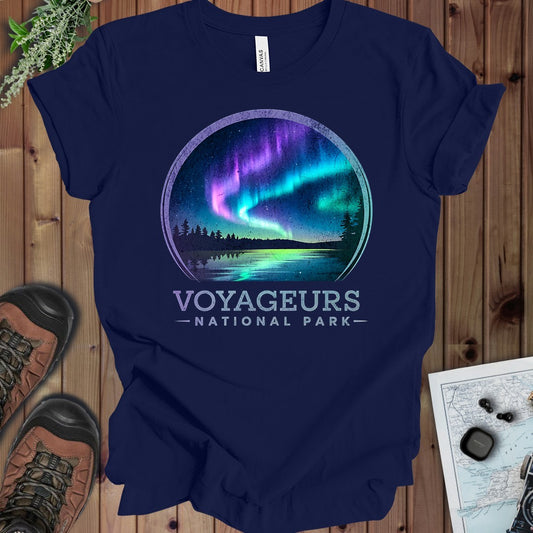 Voyageurs National Park Kids Aurora Borealis Graphic T-Shirt in Navy