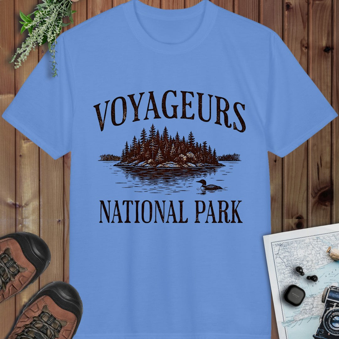 Voyageurs National Park Rustic Performance T-Shirt in Carolina Blue